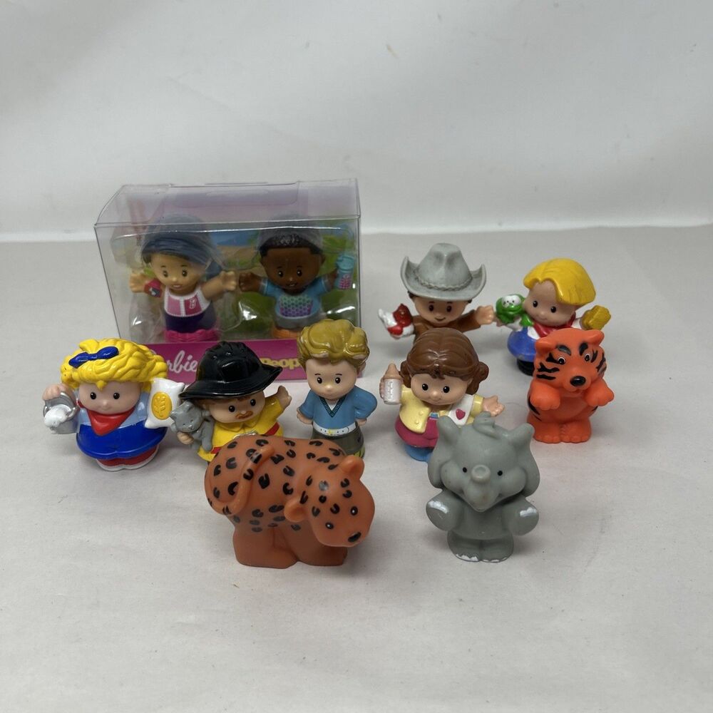 Fisher Price Chunky Little People Lot of 11 Figures Barbie Boys Girls & Animals